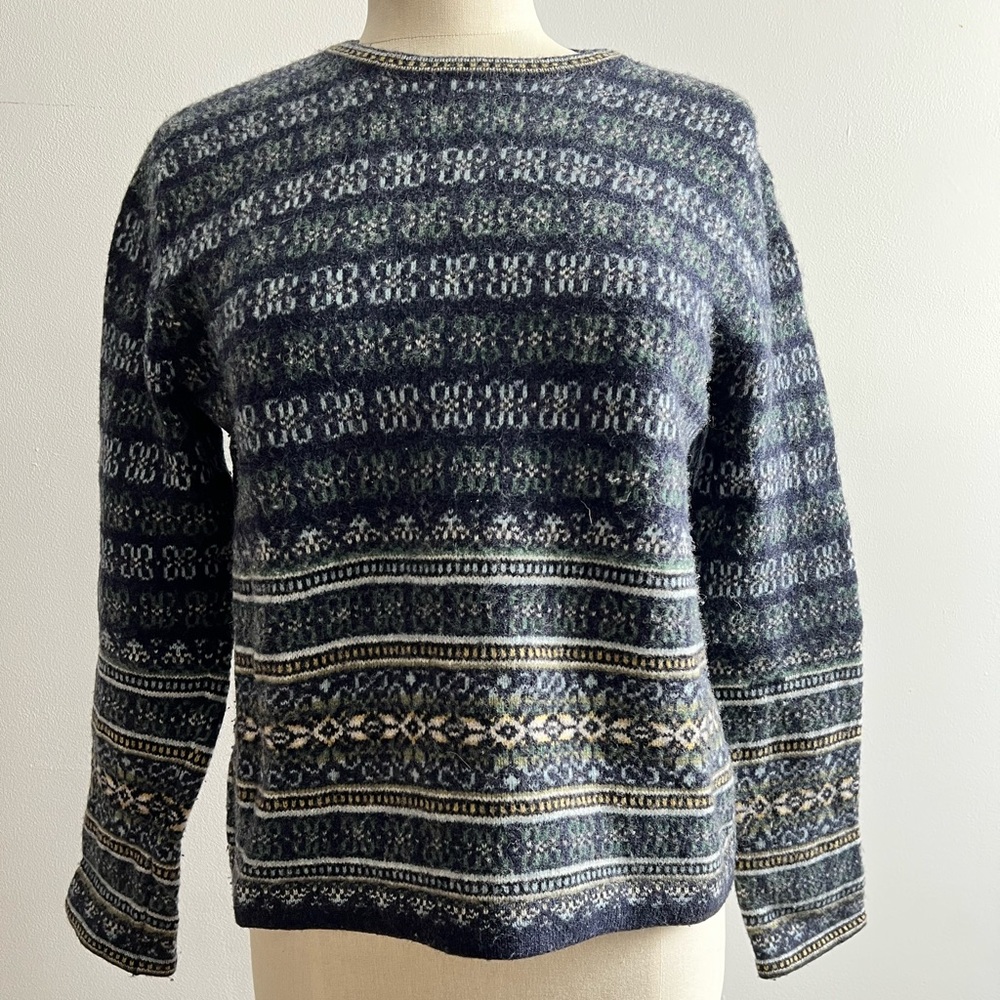 Vintage Wool Fair Isle Cropped Sweater size small - no label